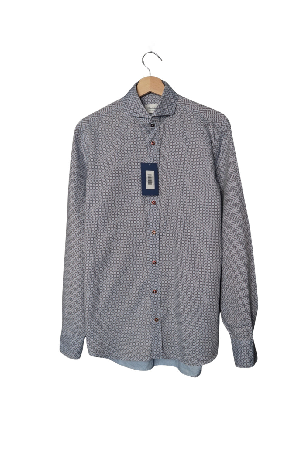 Stenströms Lightblue and Brown Dotted Fitted Body Cotton Shirt
