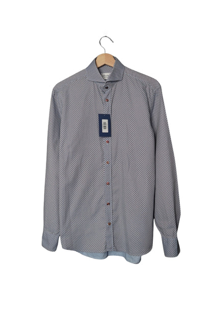 Stenströms Lightblue and Brown Dotted Fitted Body Cotton Shirt