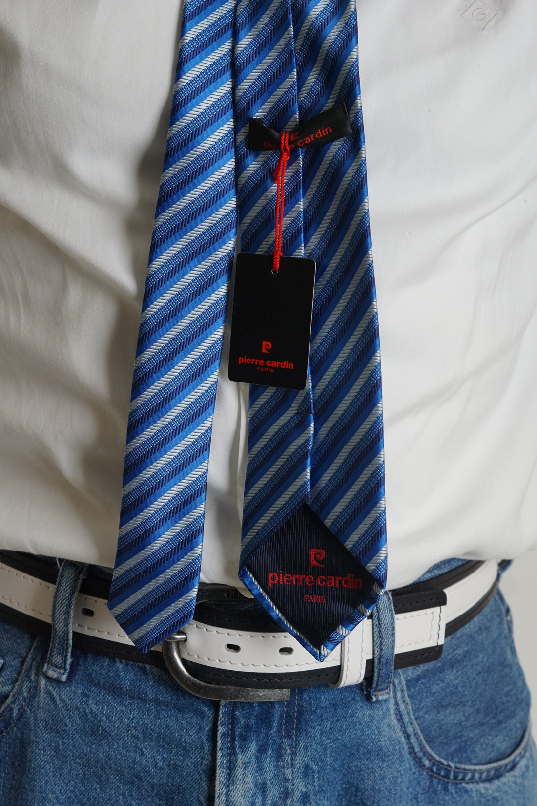 Pierre Cardin Darkred Blue Striped Tie