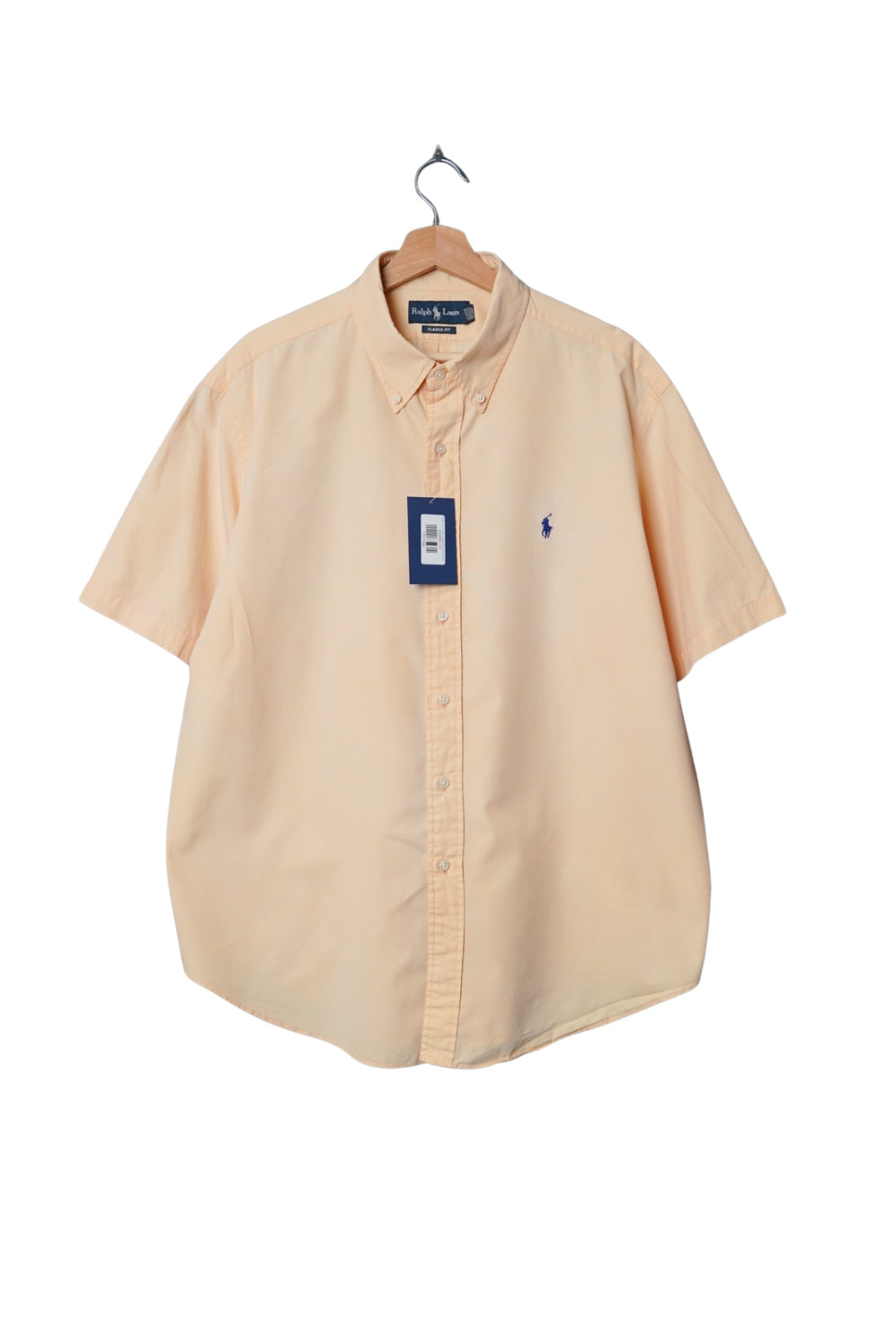 Ralph Lauren Light Orange Button Down Classic Fit Short Sleeved Cotton Shirt