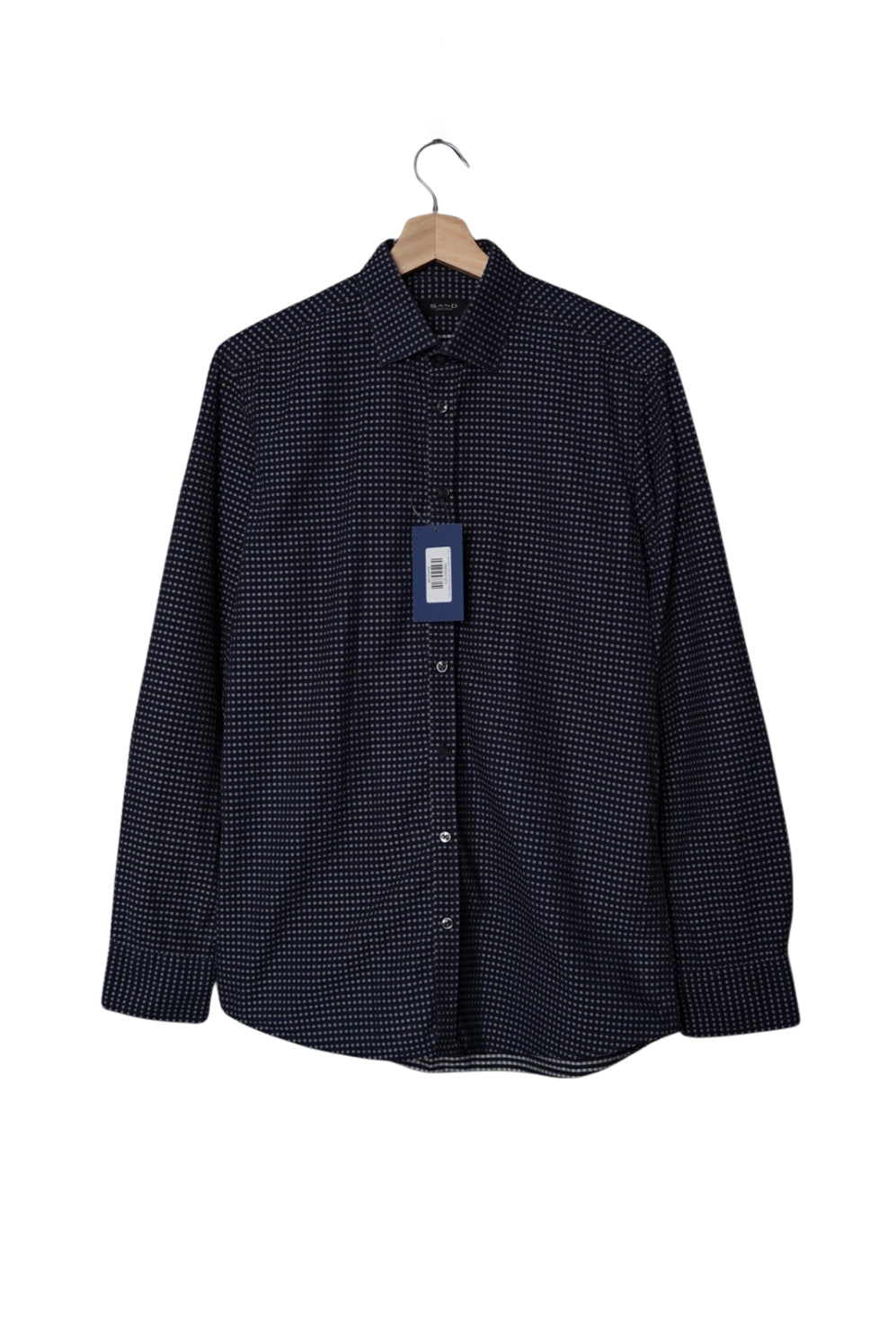 Sand Copenhagen Navy and White Dotted Cotton Shirt