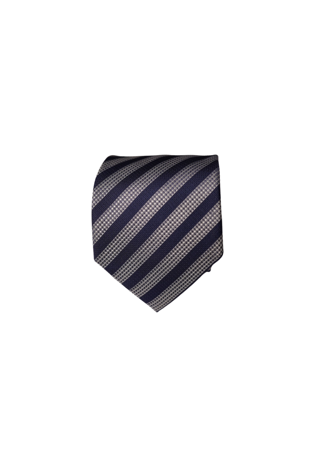 Hugo Boss Navy and Light Blue Striped Slim Silk Tie