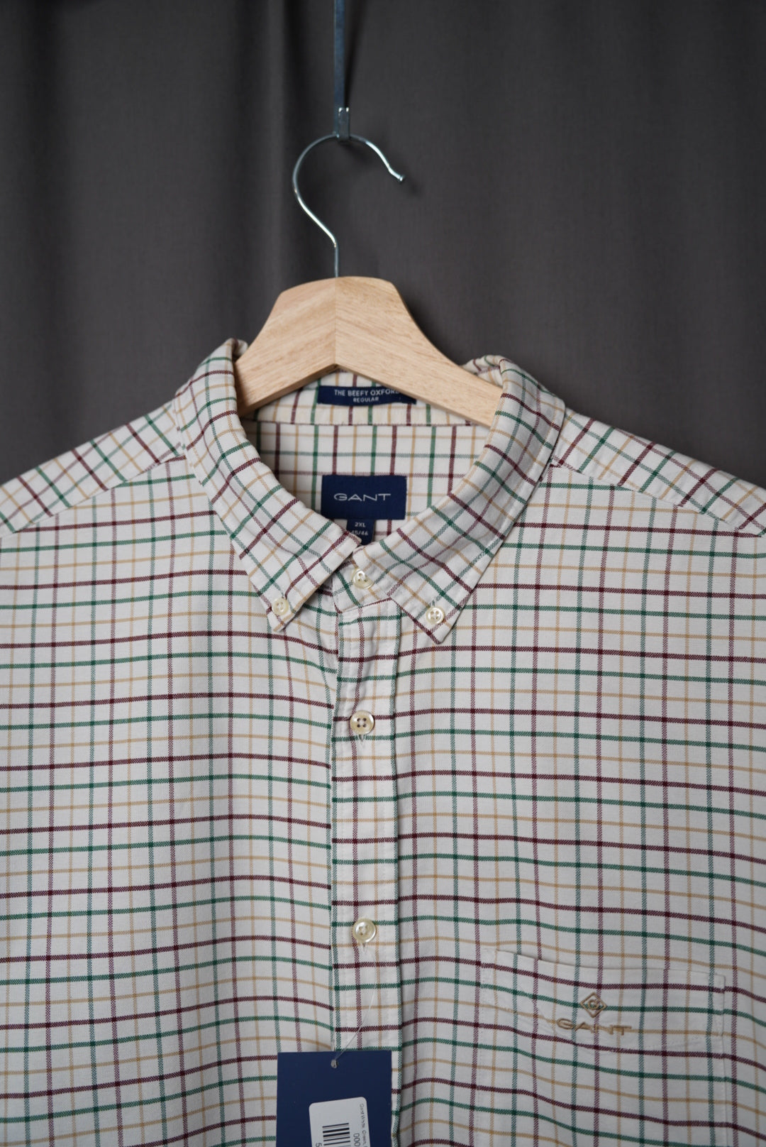Gant White, Green, Red and Yellow Checkered The Beefy Oxford Regular Cotton Button Down Shirt