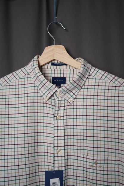 Gant White, Green, Red and Yellow Checkered The Beefy Oxford Regular Cotton Button Down Shirt