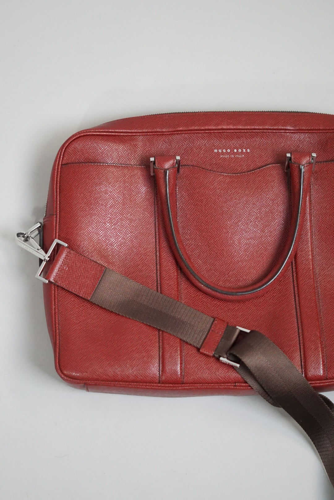 Hugo Boss Red Leather Attaché Case