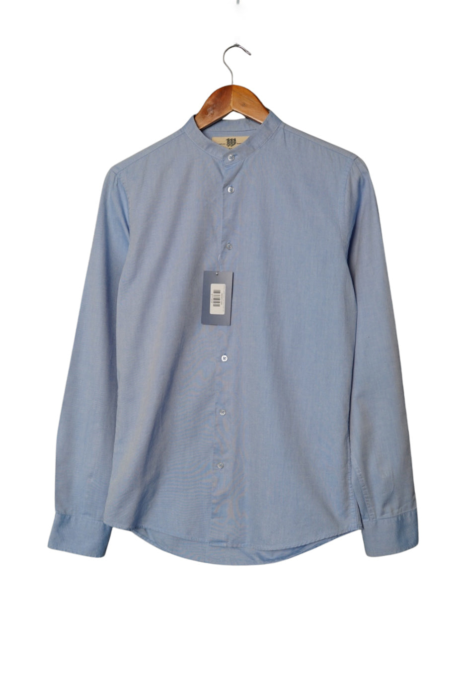 Bertoni Light Blue Easy Care China Collar Hjalte Cotton Shirt