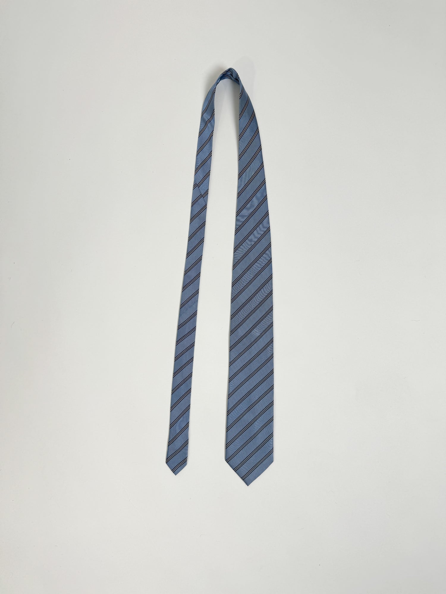 Vintage Light Blue Striped Silk Tie