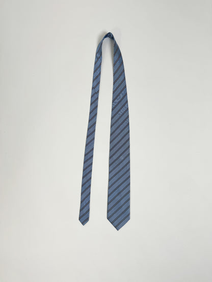 Vintage Light Blue Striped Silk Tie