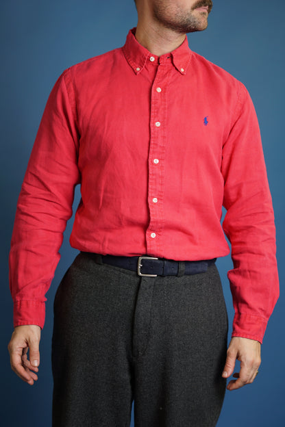 Ralph Lauren Red Linen Slim Fit Shirt