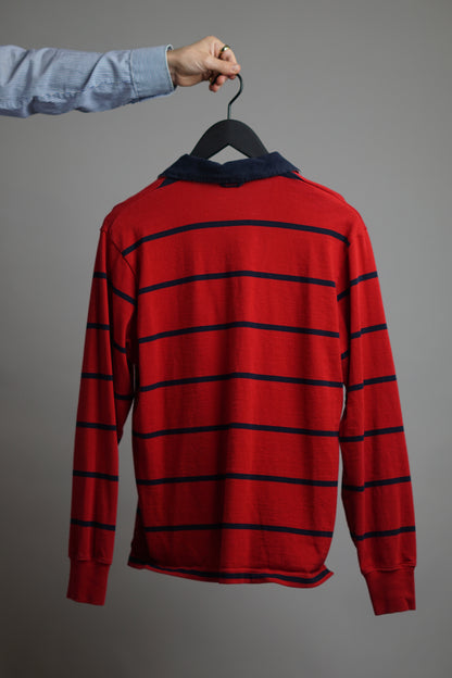 Gant Red Striped Long Sleeved Polo Shirt