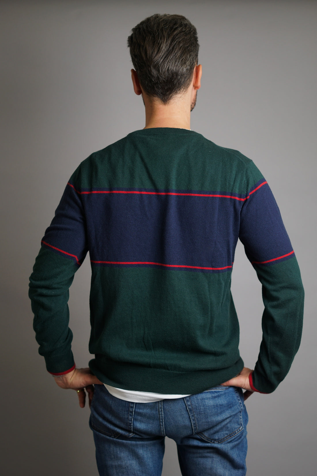 Gant Green &amp; Navy Crest O-Neck Knitted Sweater