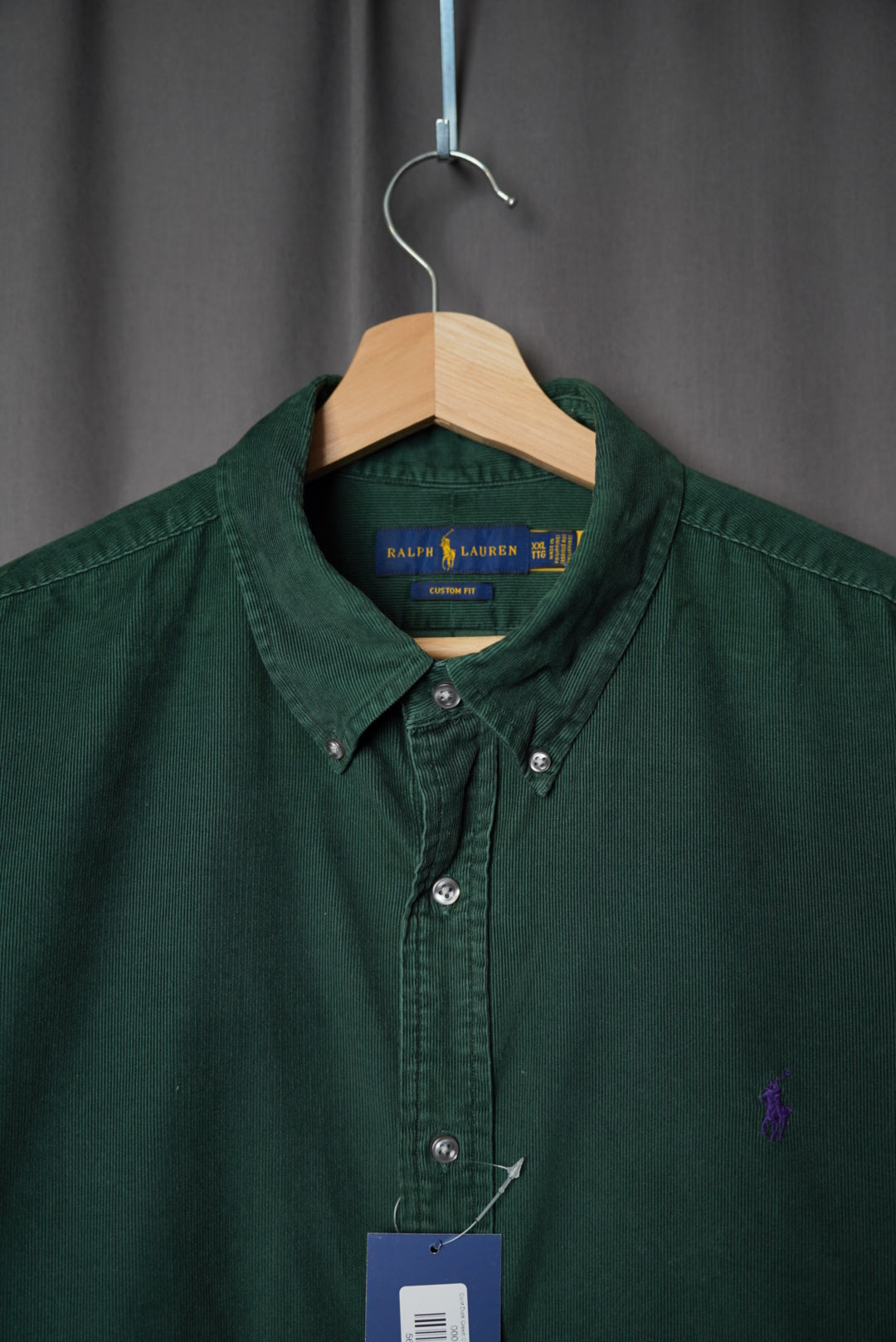 Ralph Lauren Dark Green Custom Fit Corduroy Cotton Button Down Overshirt