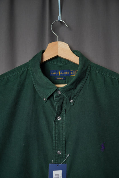 Ralph Lauren Dark Green Custom Fit Corduroy Cotton Button Down Overshirt