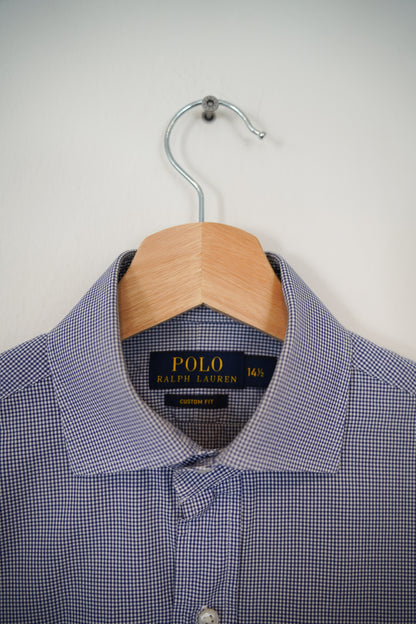 Ralph Lauren – Blau-weiß kariertes Baumwollhemd im Custom-Fit