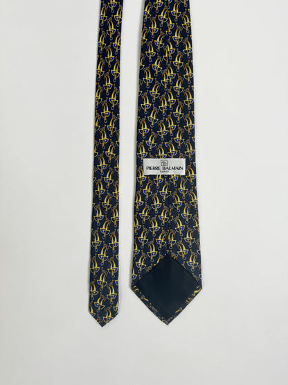 Pierre Balmain Navy Chain Pattern Silk Tie