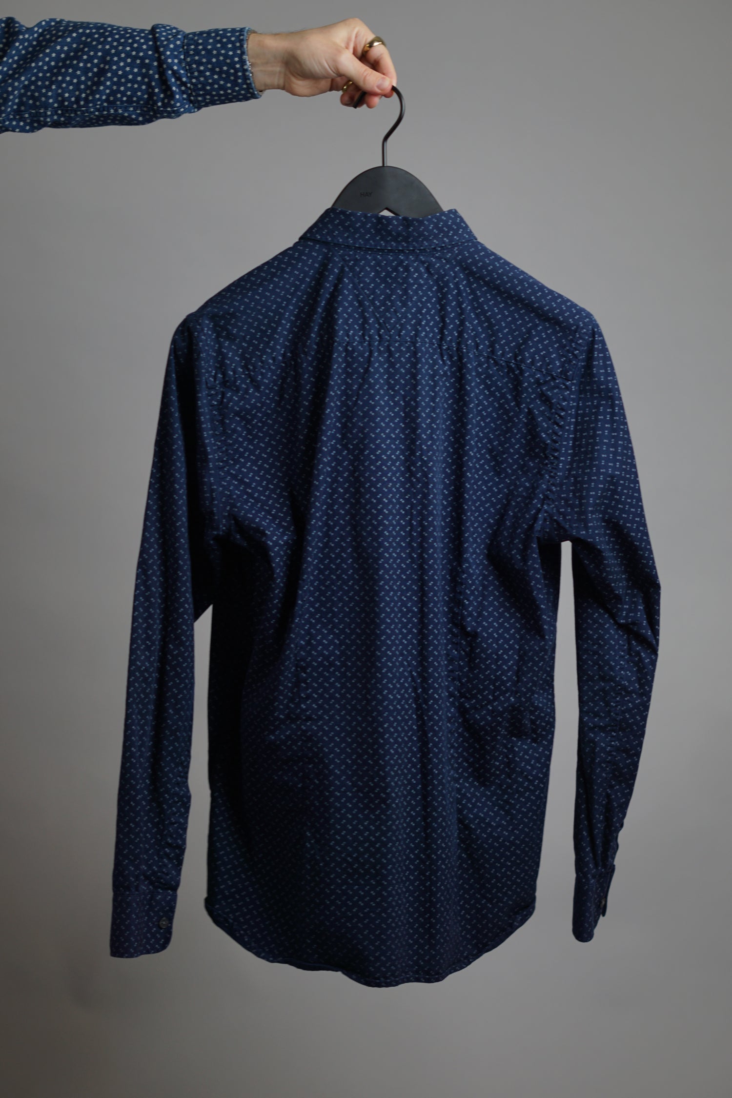 Tommy Hilfiger Navy Slim Fit White Dotted Shirt