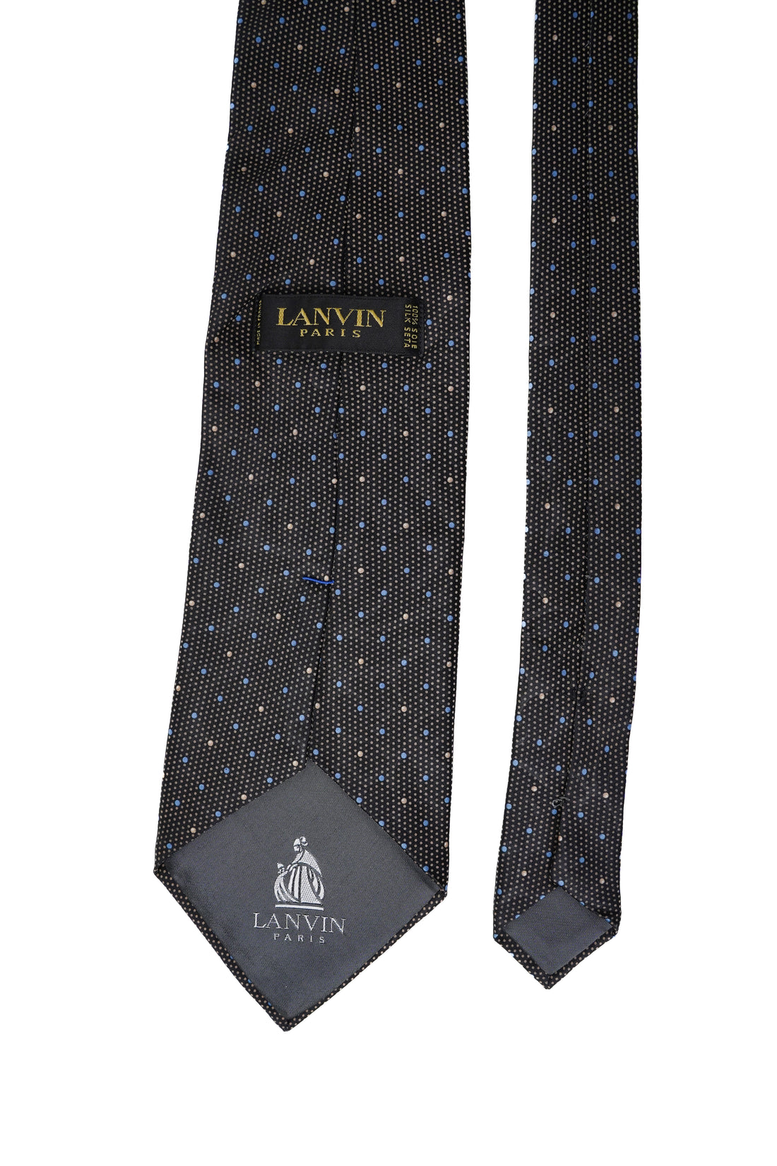 Lanvin Paris Dark Dotted Silk Tie