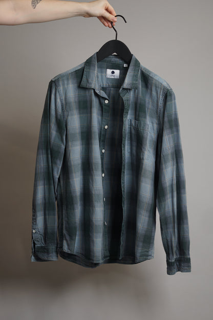 NN07 Green and Blue Falk Checkered Slim Cotton Shirt