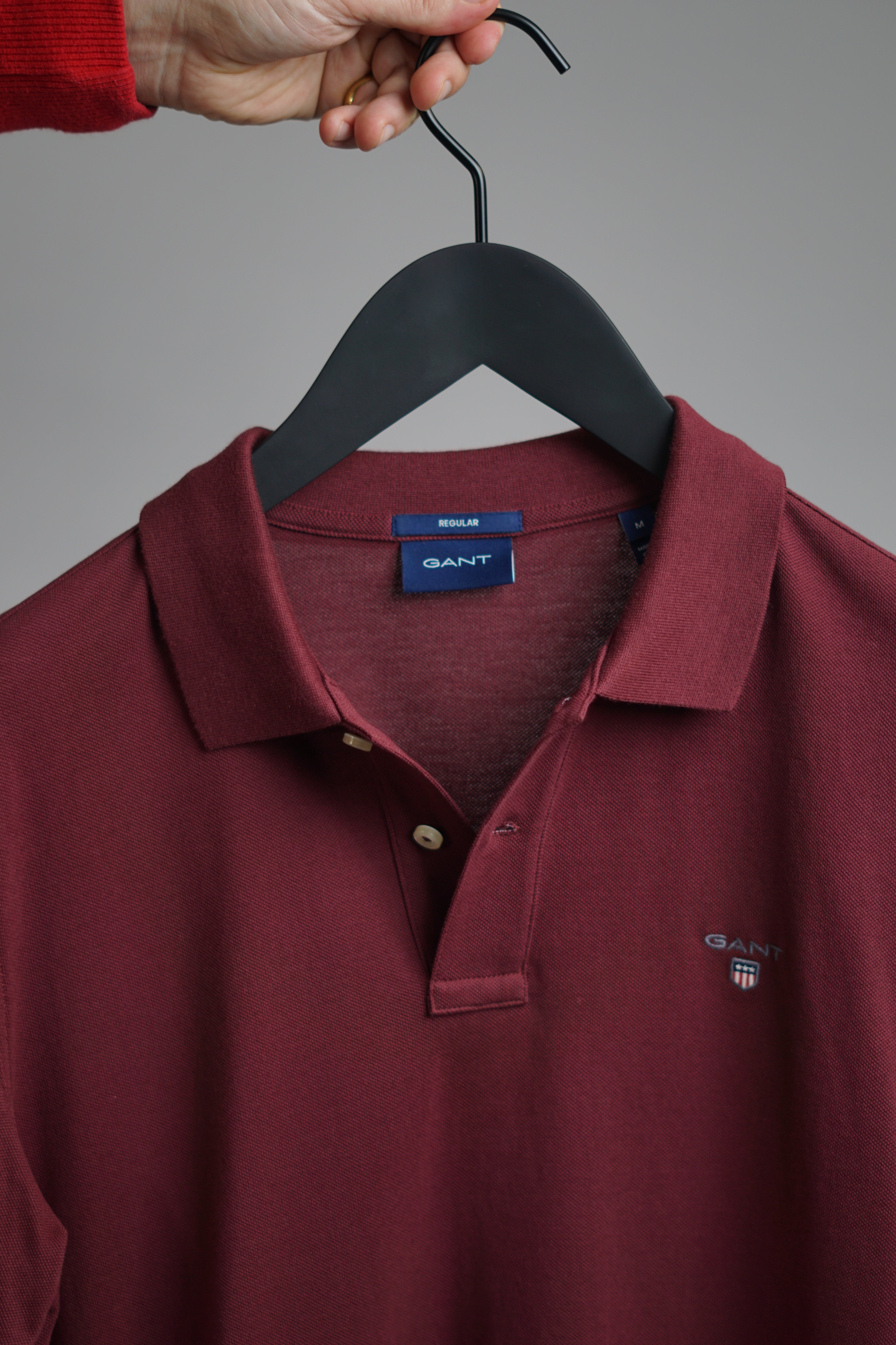 Gant Bordeaux-Red Regular Fit Long Sleeved Polo Shirt – Grade A Copenhagen