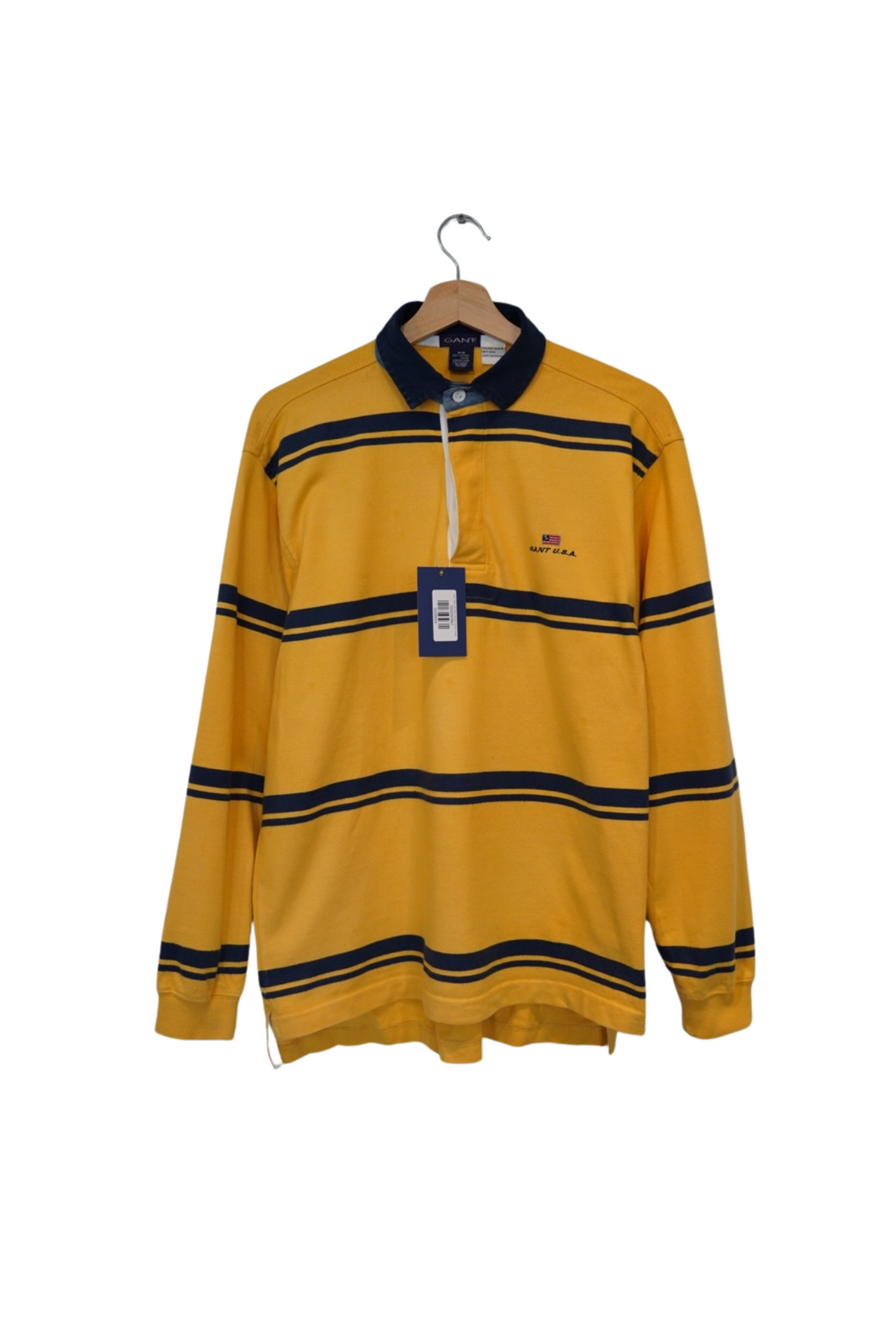 Gant Yellow and Navy Striped Cotton Rugger