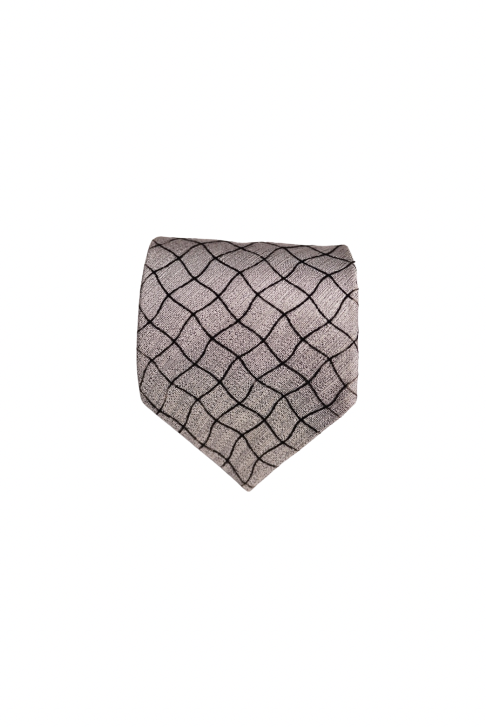 Hugo Boss Light Grey and Black Checkered Silk Tie