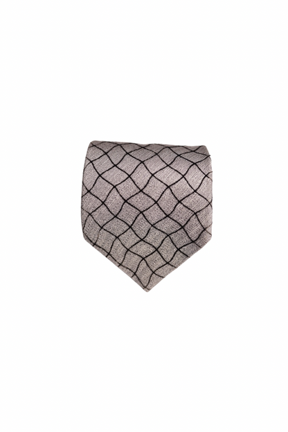 Hugo Boss Light Grey and Black Checkered Silk Tie