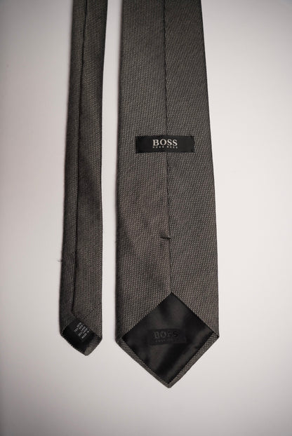 Hugo Boss Grey Melange Wool and Silk Tie