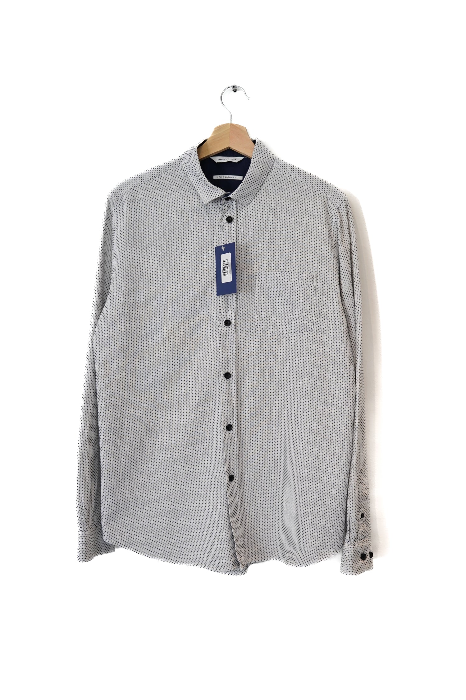 Samsøe Samsøe White Dotted Regular Fit Cotton Shirt