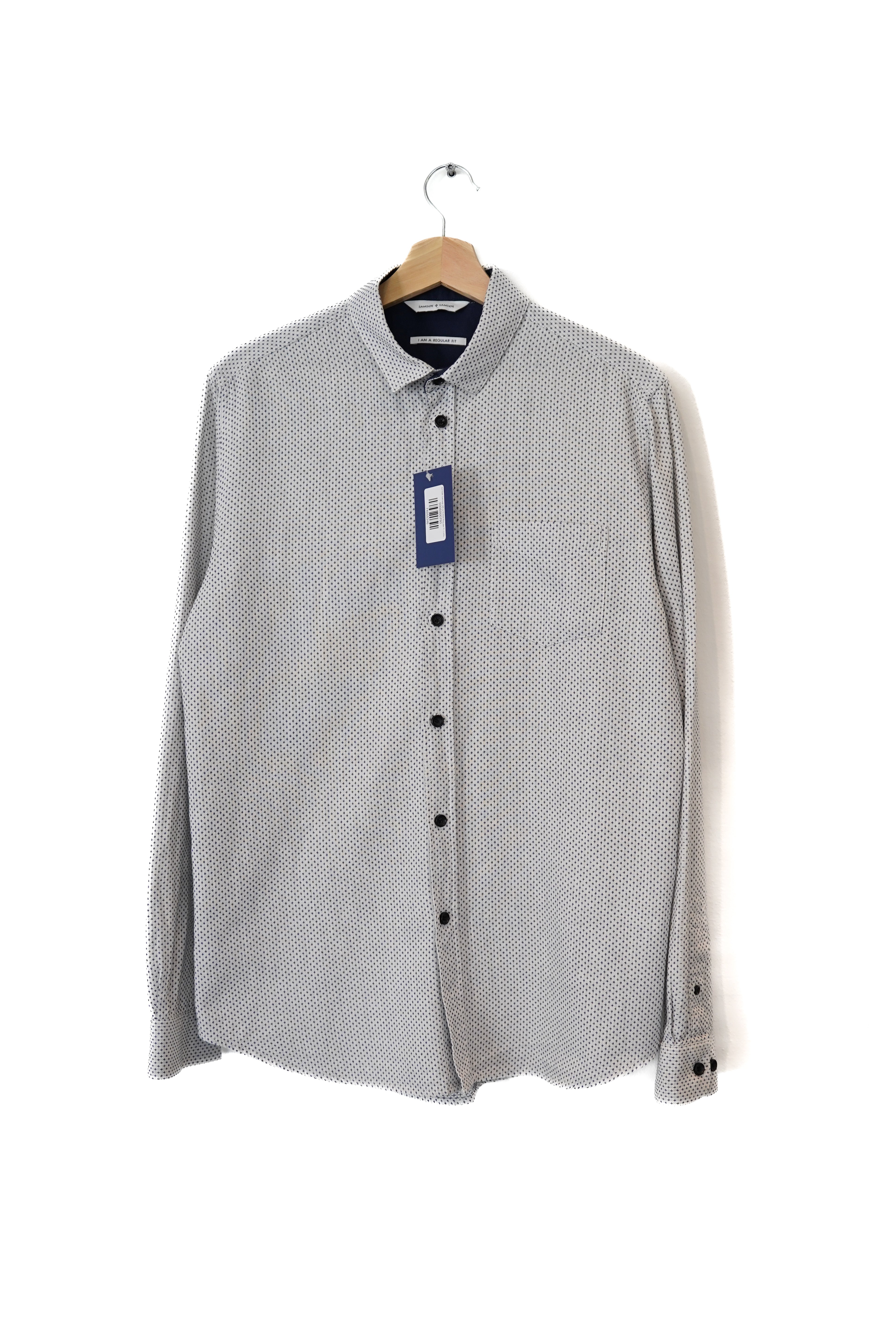 Samsøe Samsøe White Dotted Regular Fit Cotton Shirt