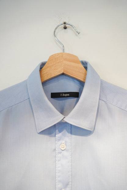Ermenegildo Zegna Lightblue Striped City Business Cotton Shirt
