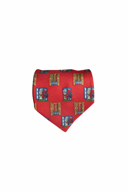 Cessario Red Window Print Silk Tie