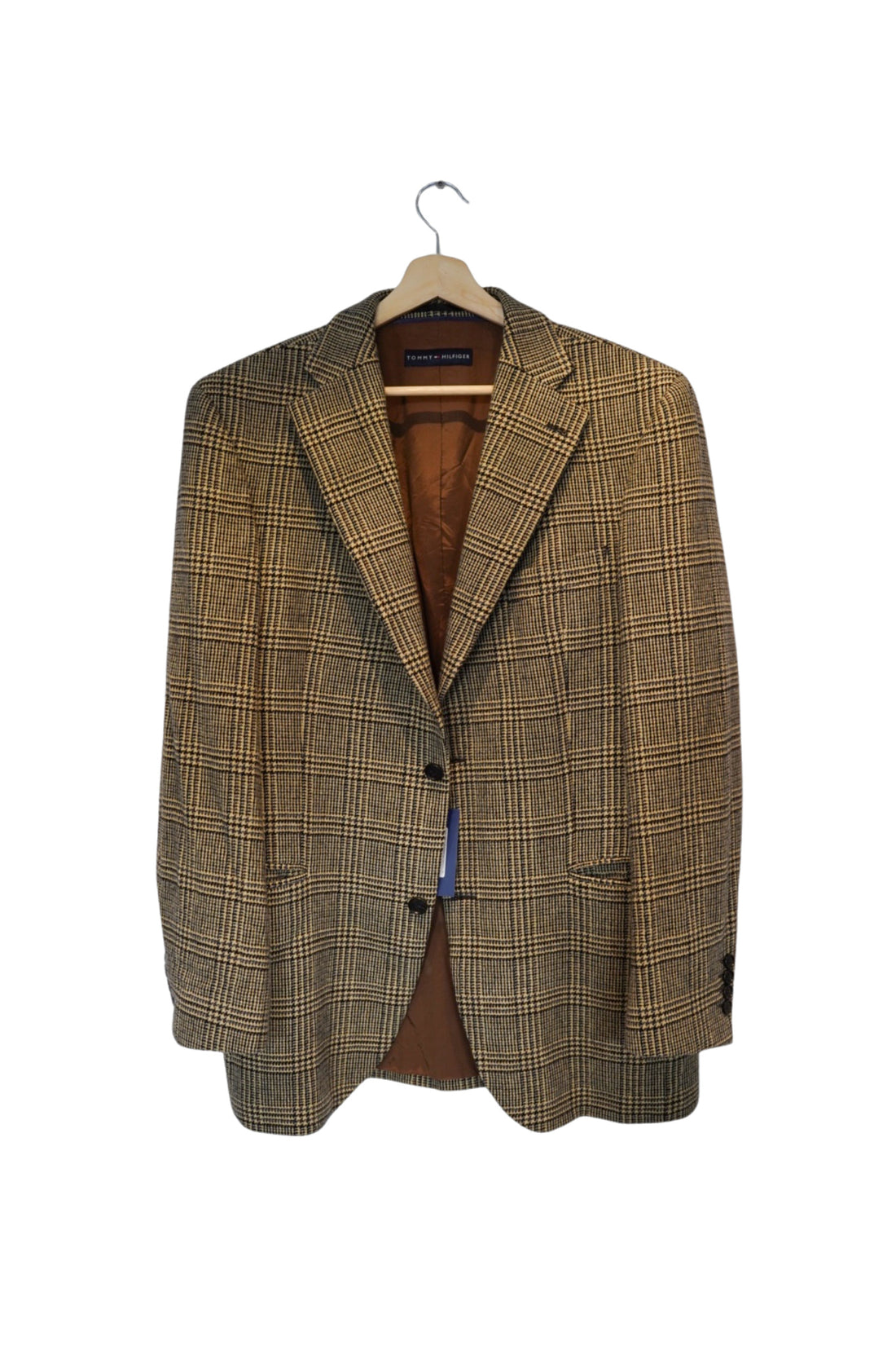 Tommy Hilfiger Beige Checkered Cotton and Cashmere Blazer