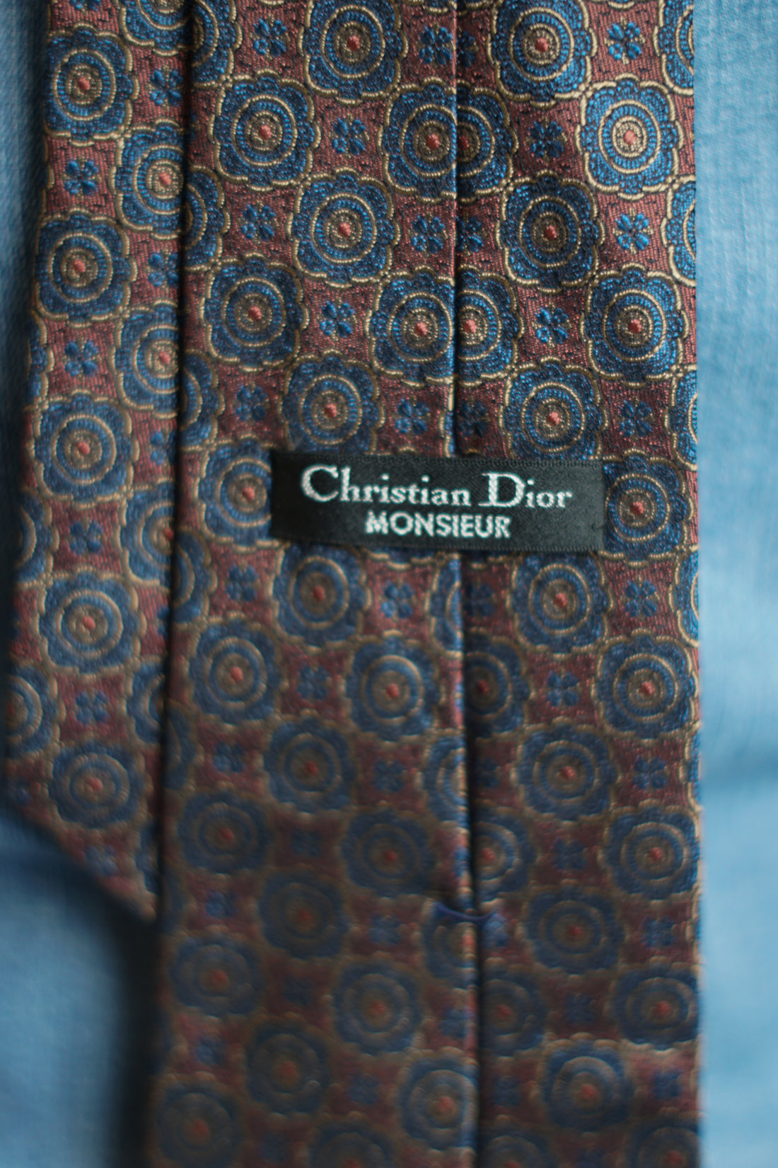 Christian Dior Monsieur Red and Navy Tie