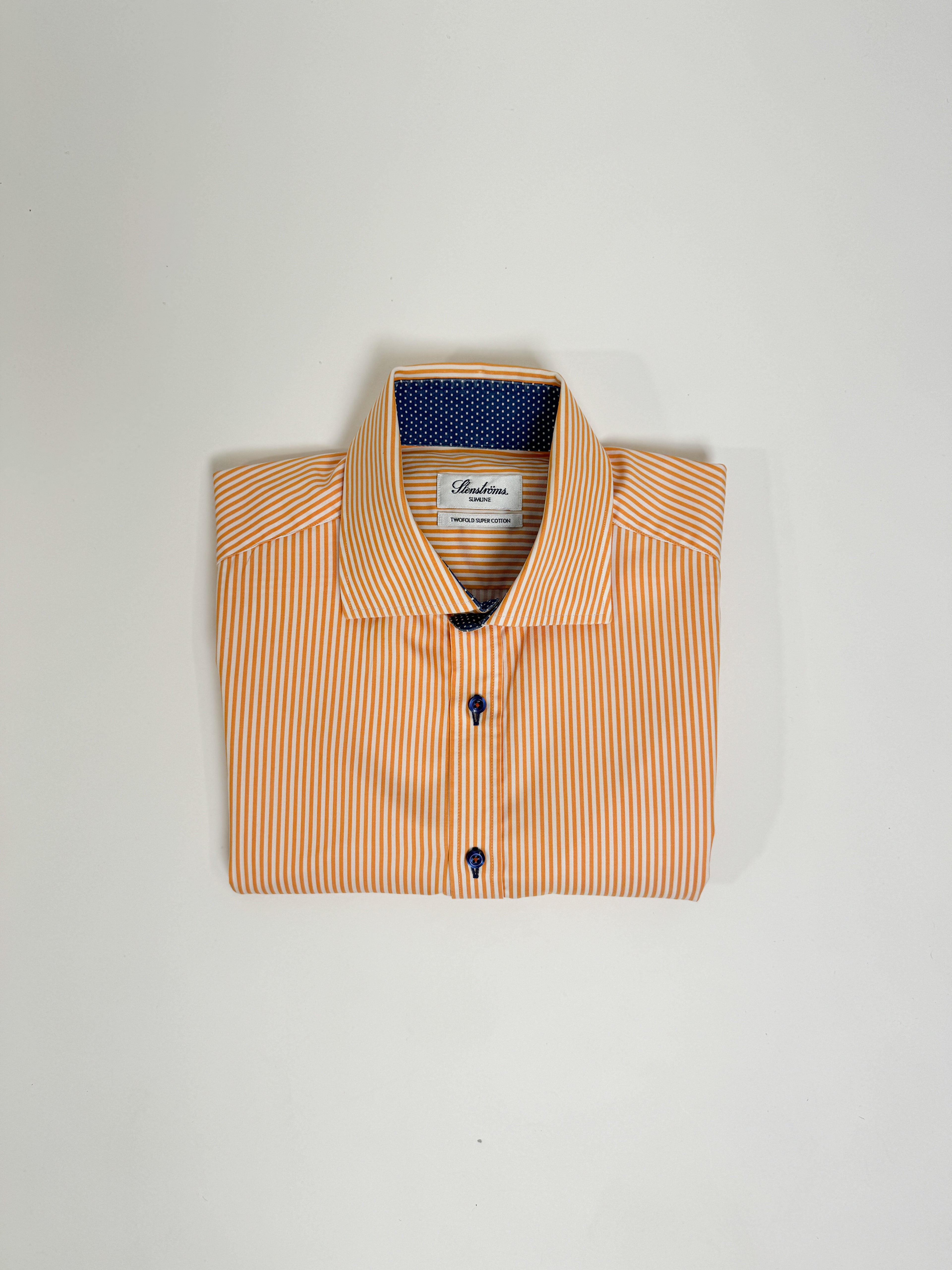 Stenströms Orange Striped Slimline Twofold Super Cotton