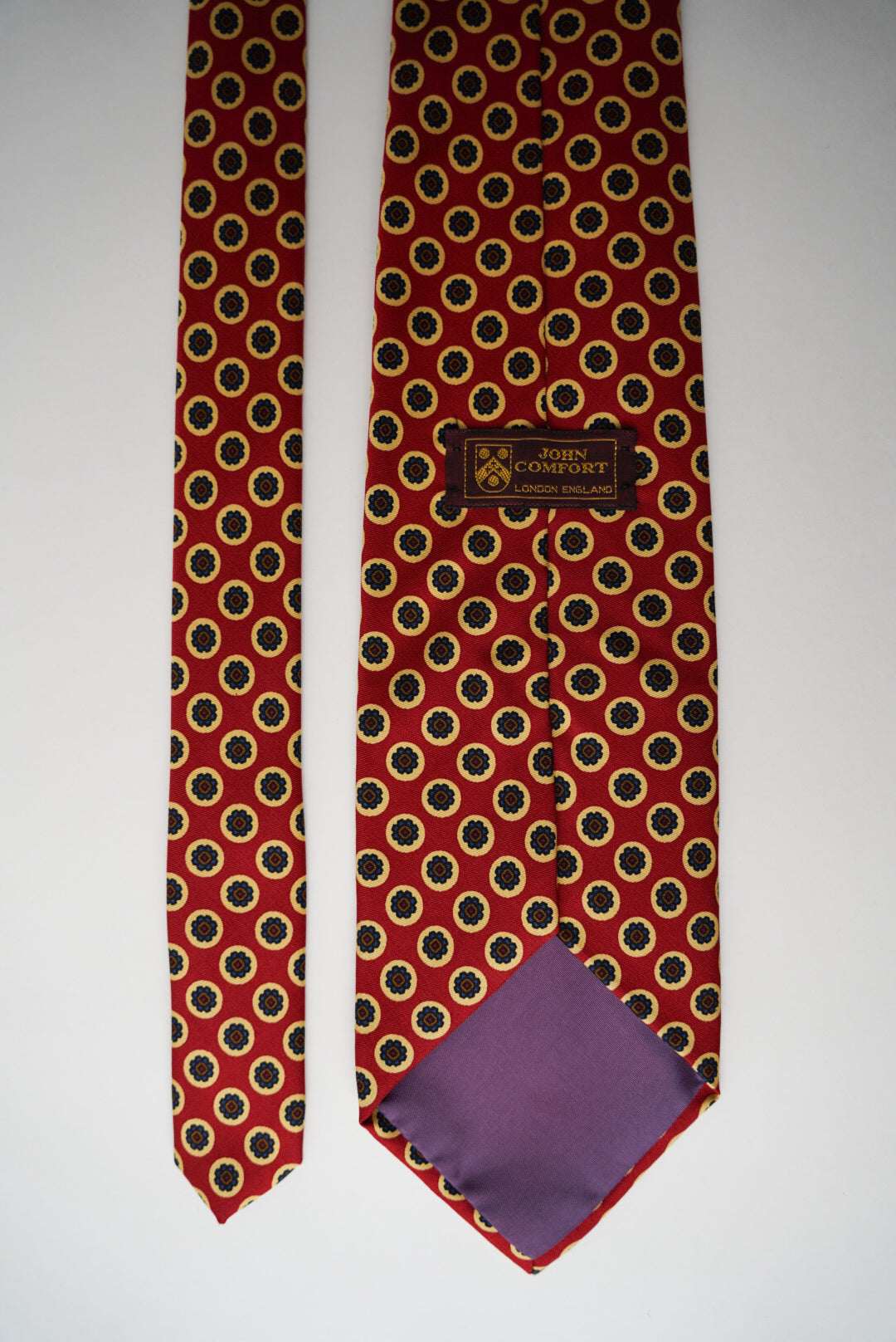 John Comfort Red Dotted Vintage Silk Tie