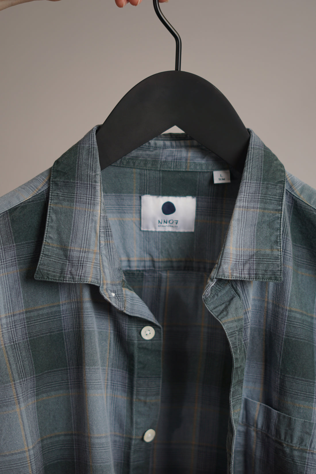 NN07 Green and Blue Falk Checkered Slim Cotton Shirt