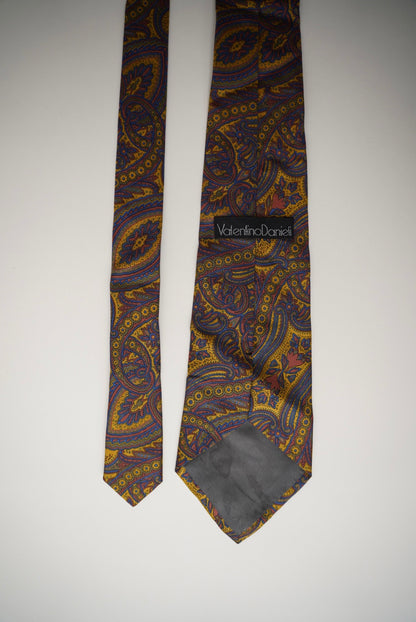 Valentino Danieli Red, Yellow and Navy Paisley Silk Tie