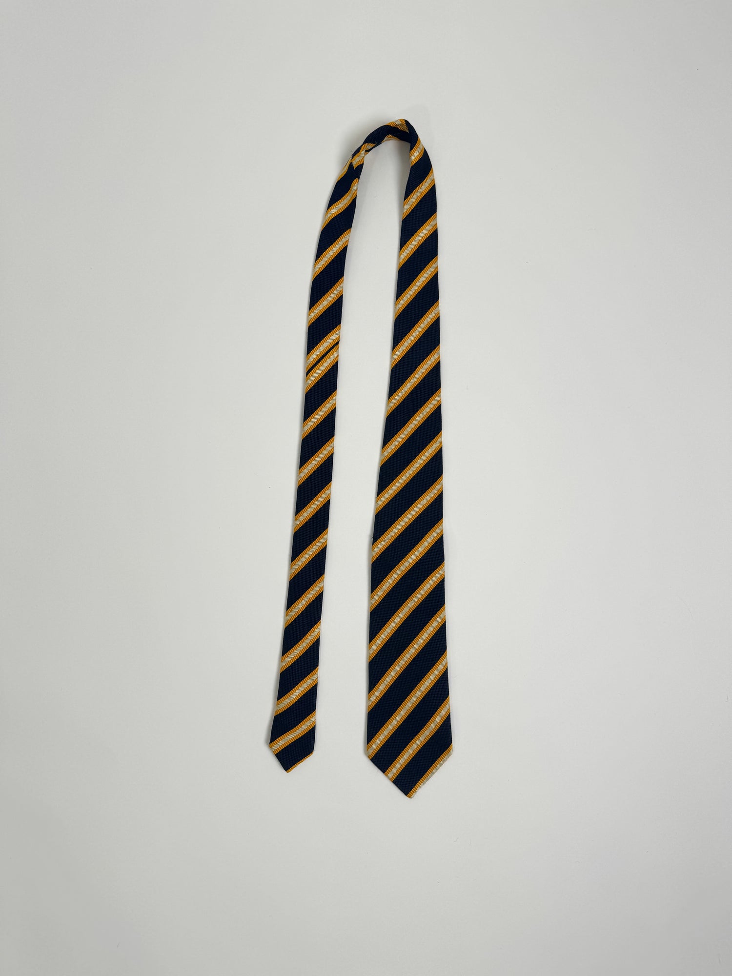 Vintage Navy and Yellow Striped Knit Tie