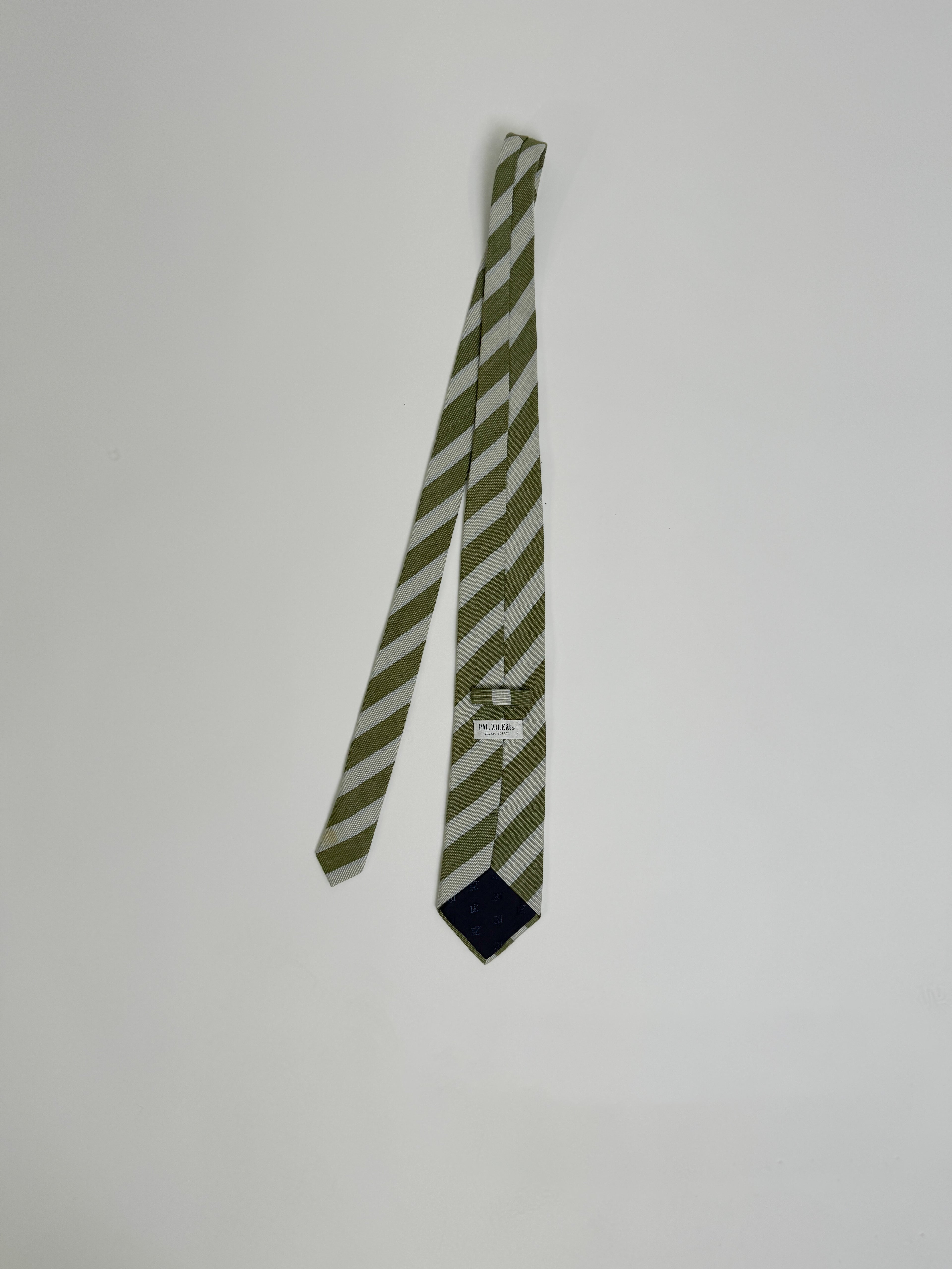 Pal Zileri Green and Light Striped Tie