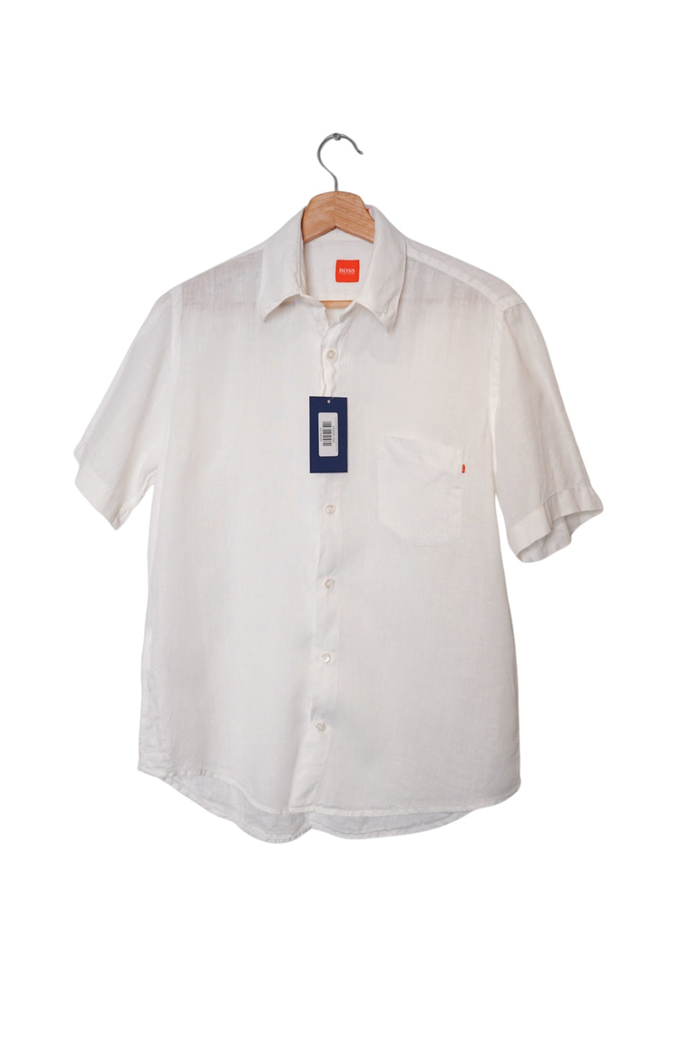Hugo Boss White Linen Short Sleeved Shirt
