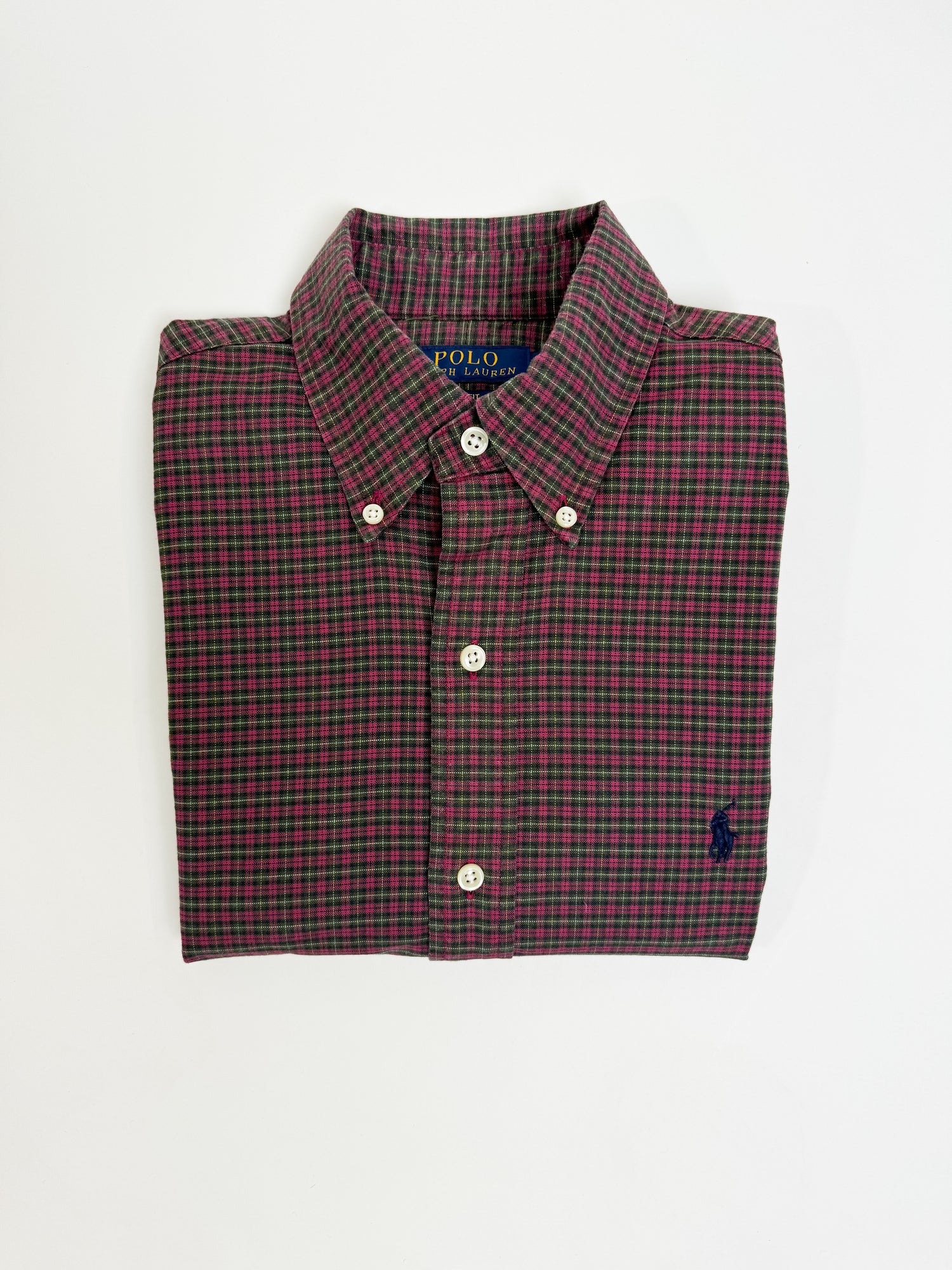 Ralph Lauren Red &amp; Green Checkered Slim Fit Oxford Shirt