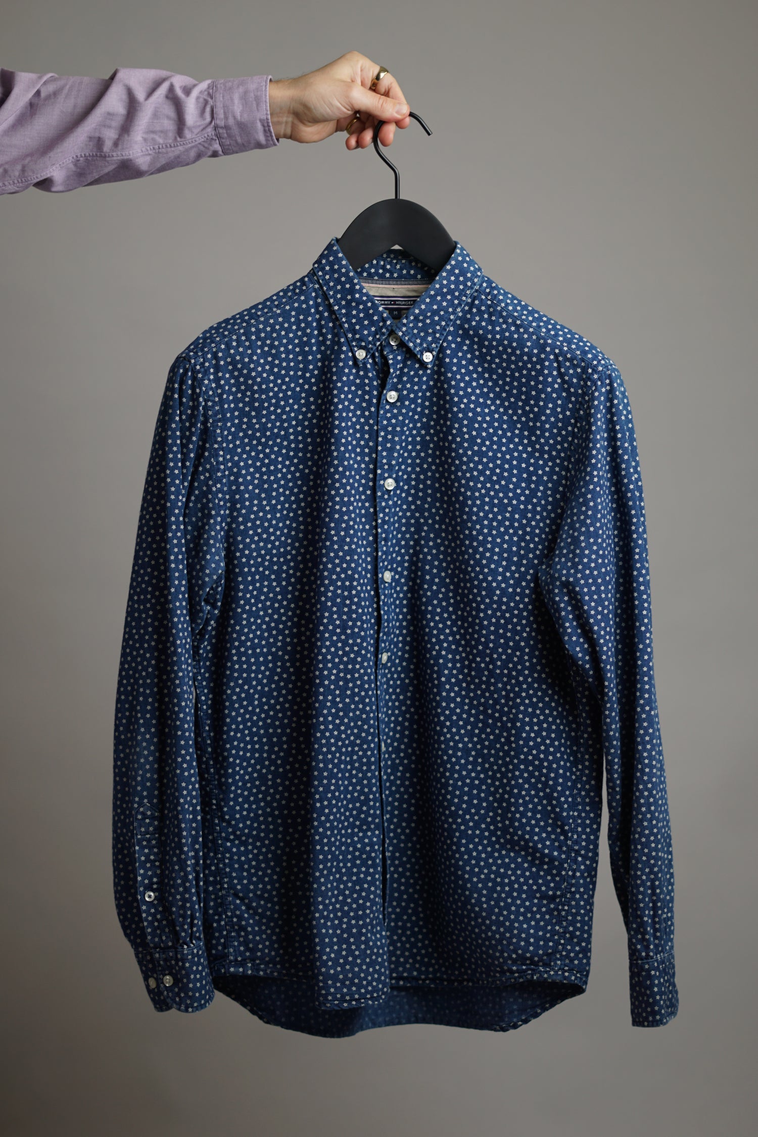 Tommy Hilfiger New York Fit Navy Star Pattern Button Down Shirt