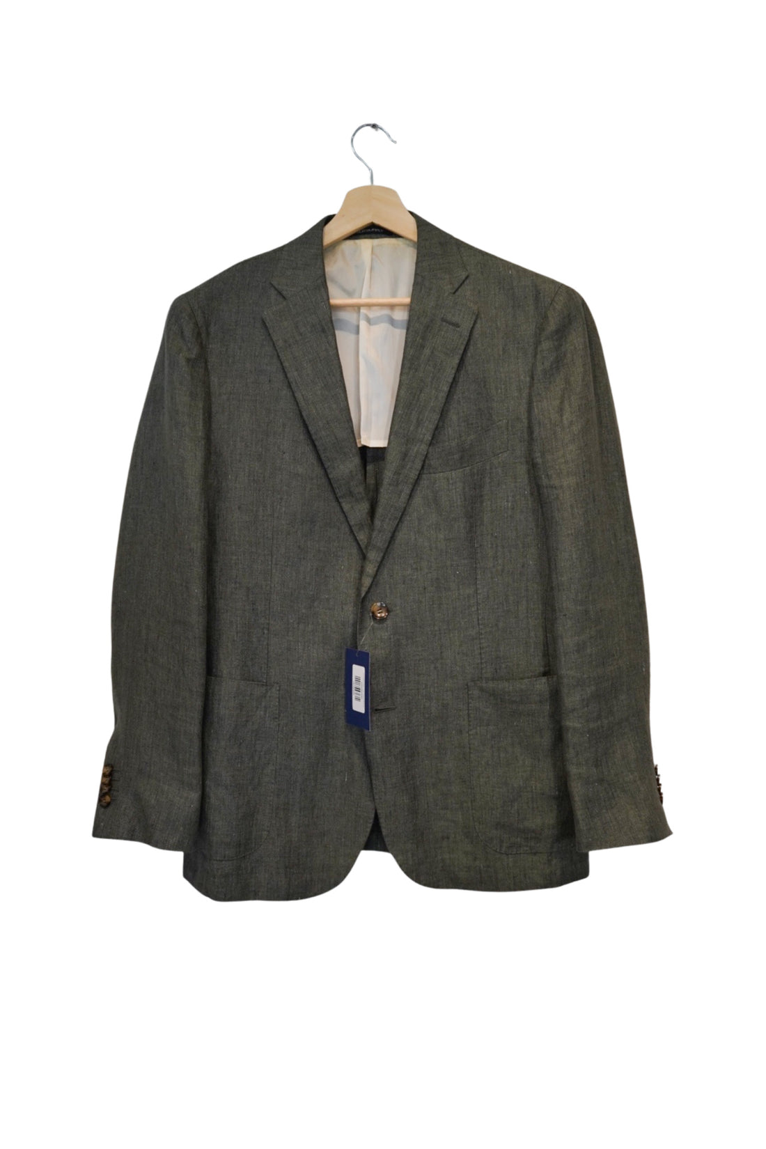 Suitsupply Green Linen Havana Patch Slim Blazer