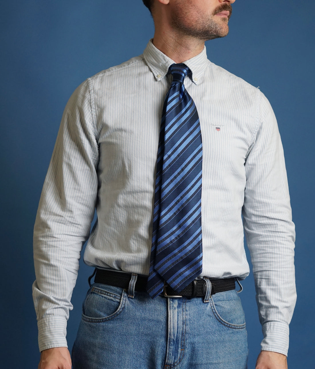 Paul Smith Navy &amp; Lightblue Striped Silk Tie