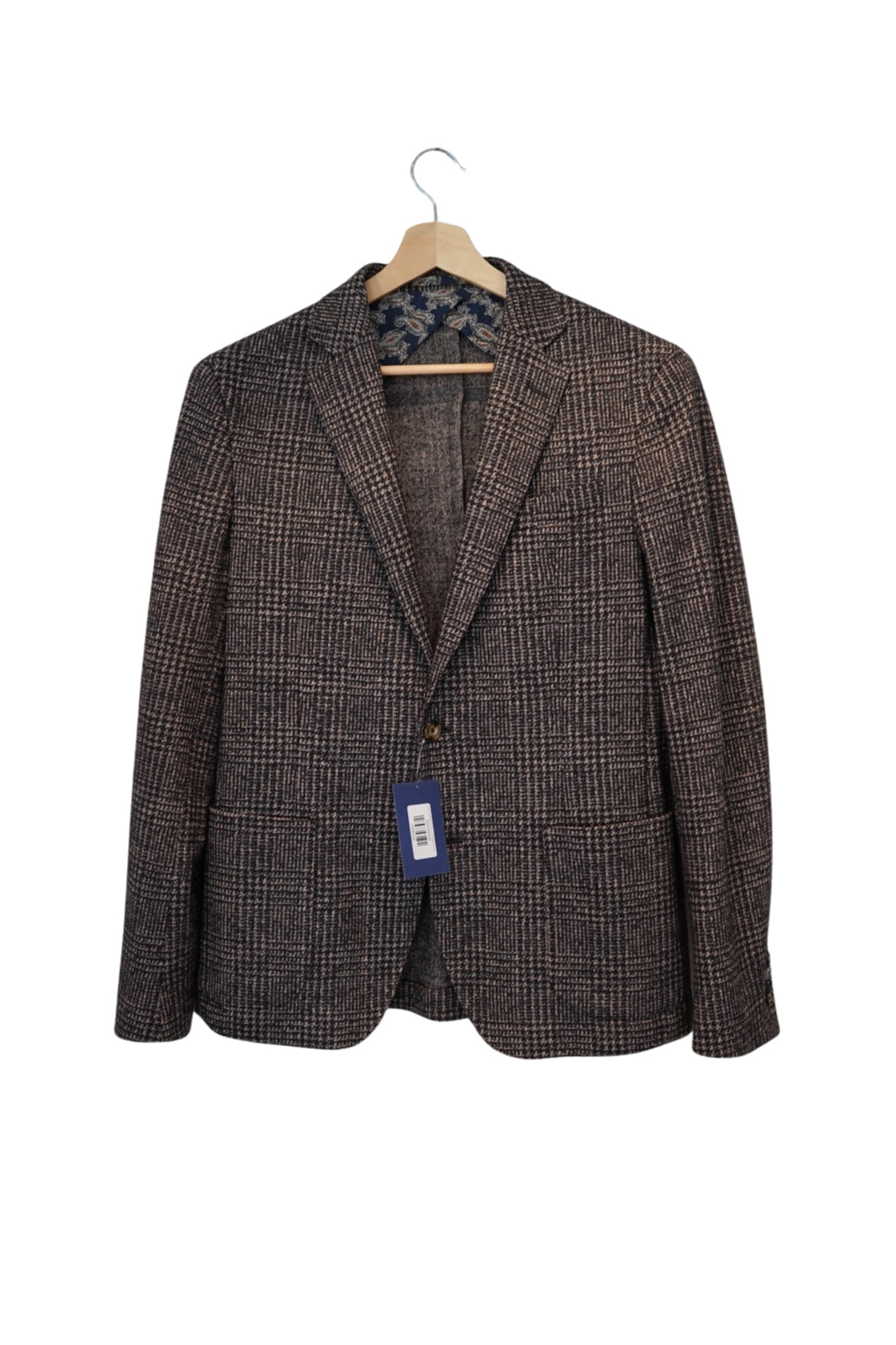 Sand Copenhagen Brown and Beige Checkered Virgin Wool Blazer