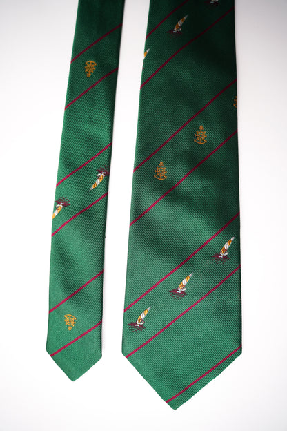 Diego Vintage Grüne Seidenkrawatte mit Ivy-League-Wappen