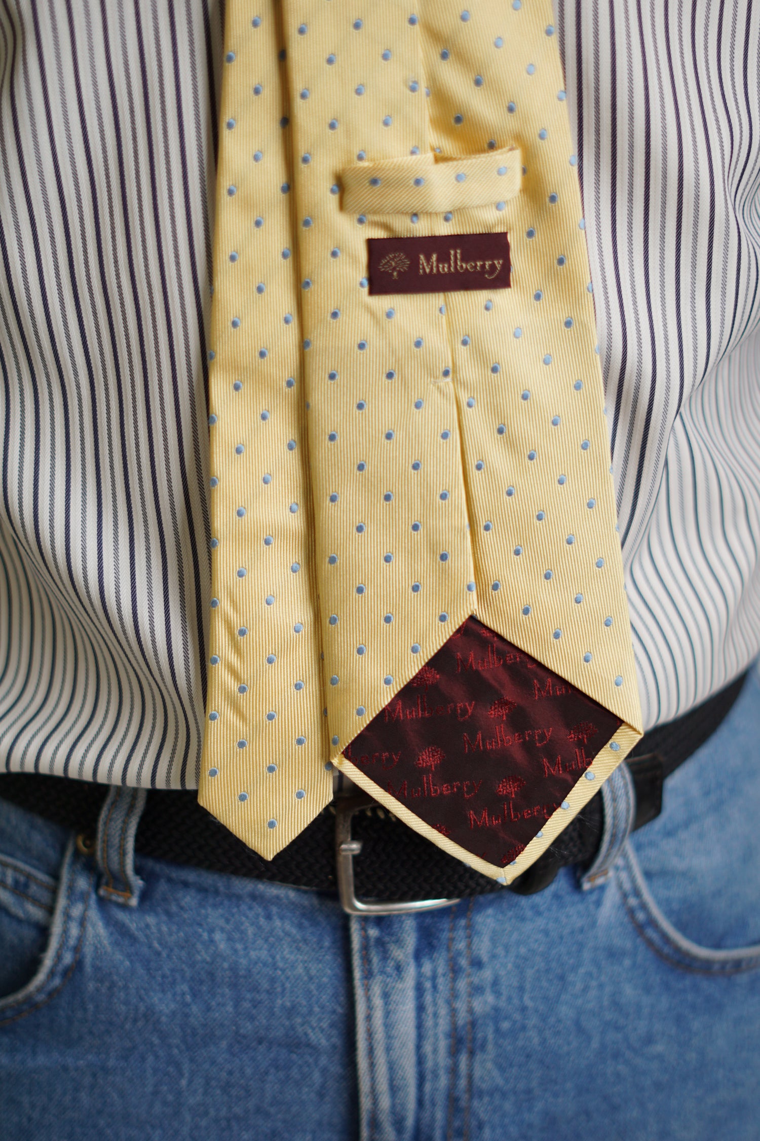 Mulberry Yellow Dotted Silk Tie