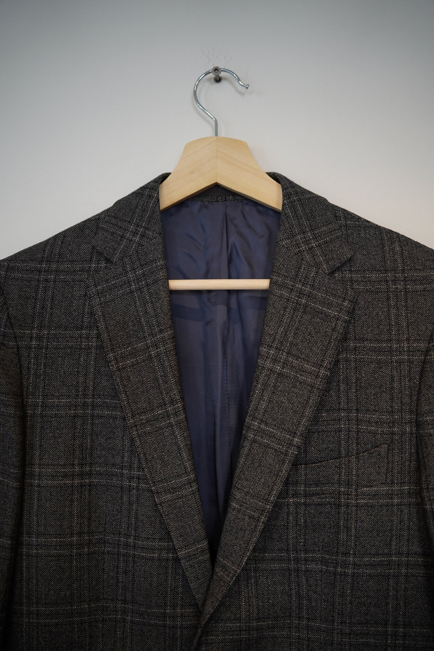 Suitsupply Gray Checkered Havana Patch Pure Wool Blazer
