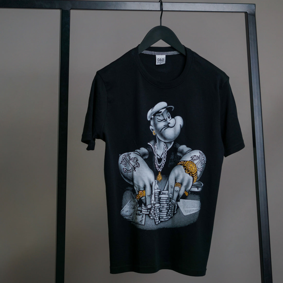 Dolce &amp; Gabbana Black Gambling Popeye T-Shirt