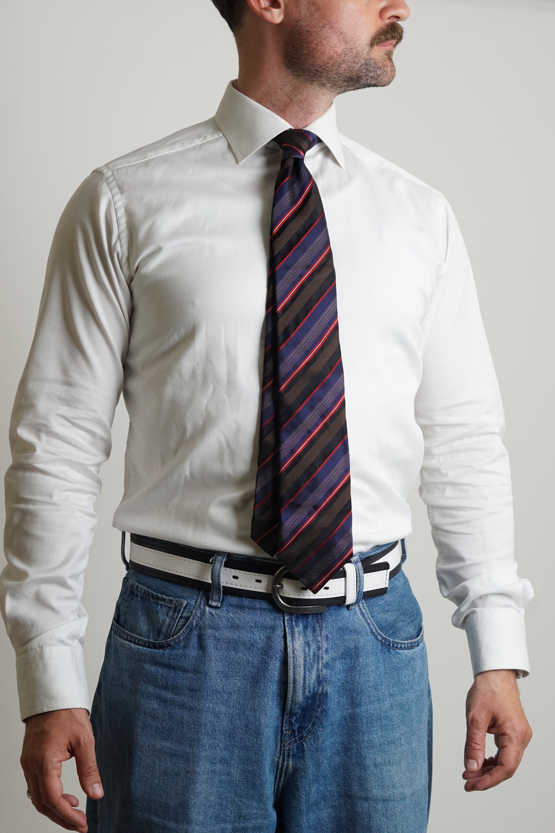 Sand Copenhagen Brown, Purple and Red Stripet Silk Tie